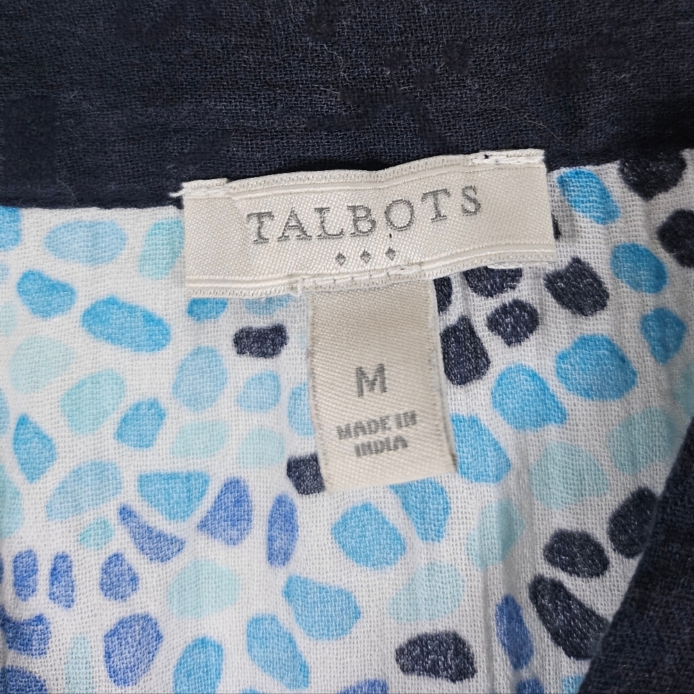 Talbots Factory Blue Mosaic Lightweight Cotton Longline Tunic Top, Size M - Picture 3 of 8